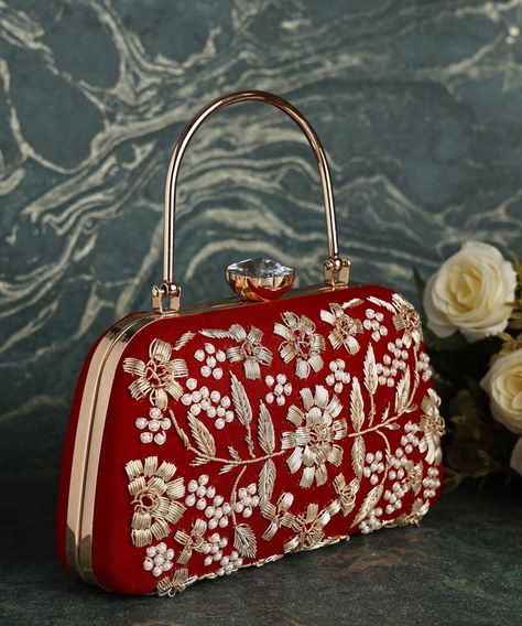 Red Clutch Purse, Embroidery Shoulder, Statement Purse, Embroidery Purse, Bridal Jewelry Sets Brides, Silk Clutch, Bridal Handbags, Bridal Purse, Bridal Sandals