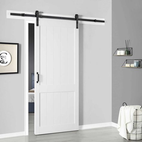 Ove Decors Shaker 2-panel Sliding Barn Door with Hardware Kit Modern Sliding Barn Door, Double Sliding Barn Doors, Wood Barn Door, Barn Door Designs, Barn Door Kit, Glass Barn Doors, Double Barn Doors, Sliding Closet Doors, Door Hardware Interior