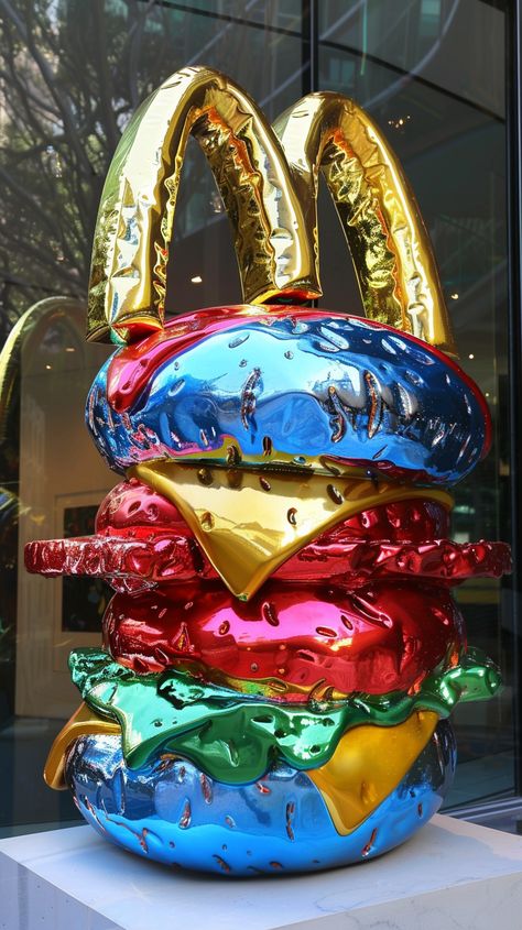 #AbstractSculpture #JeffKoons #Mcdonalds #PopCulture #ContemporaryArt #9:16AspectRatio #TheCandie Boxing Theme Party Ideas, Jeff Koons Art, Pop Art Food, Inspirational Digital Art, Food Sculpture, Jeff Koons, Metallic Fabric, Shape And Form, Aspect Ratio