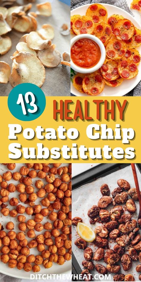 These potato chip substitutes will give you that salty and crisp indulgence but with a healthier twist. Whether you're looking for healthier choices, unique flavors, or just something different to satisfy your snack cravings, this list of what to eat instead of chips has got you covered. https://rfr.bz/p8yrv6q Substitute For Potato Chips, Substitute For Chips, Vegetable Chips Baked, Healthy Chips Recipe, Salty Snack Recipes, Healthy Salty Snacks, Chip Alternative, Healthy Chip Alternative, Vegan Chips