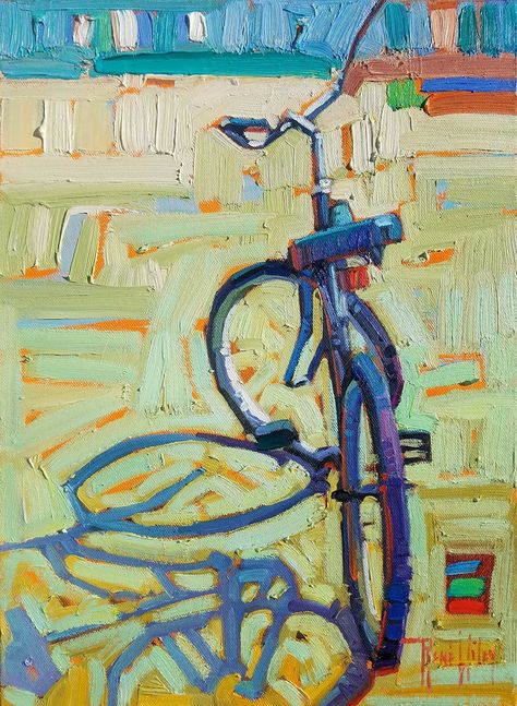 Rene Wiley Paintings, Diptych Painting Ideas, Rene Wiley, Bike Artwork, Organic Art, Gallery Artwork, Bicycle Art, America Art, Bike Art