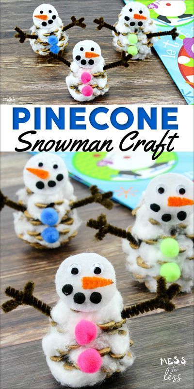 This pinecone snowman craft is easy to make, and can be used in so many different ways. Check out how easy it is to transform an ordinary pinecone into an adorable winter snowman. | Winter Crafts for Kids #snowmancraft #wintercraft #kidscrafts Pinecone Snowman, Easy Paper Crafts For Kids, Pinecone Crafts Kids, Pinecone Crafts Christmas, January Crafts, Snowman Craft, Christmas Crafts For Kids To Make, Cream Paint, Winter Snowman