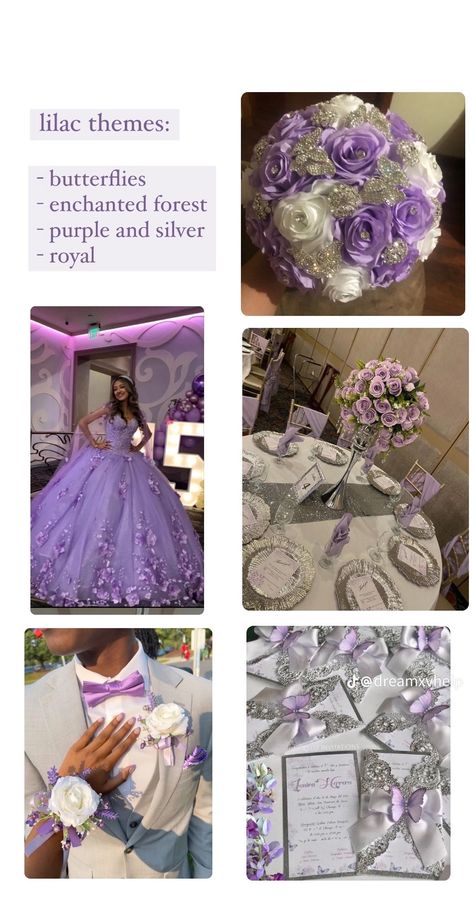 Lavender Quince Theme, Qenseñera Ideas Purple, Purple And Silver Quince, Purple Sweet 16 Ideas, Light Purple Quinceanera Theme, Quinceanera Purple Theme, Quince Decorations Purple, Purple Quinceanera Ideas, Quince Purple