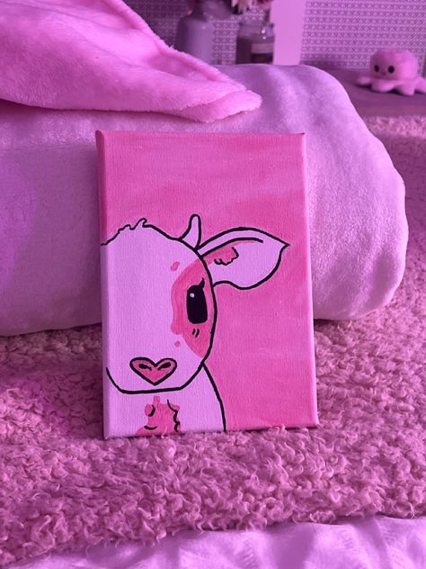 Paint Canvas, Cute Ideas, Art Aesthetic, Ideas Photo, Painting Art, Cardigans, Cow, Canvas Painting, Paintings