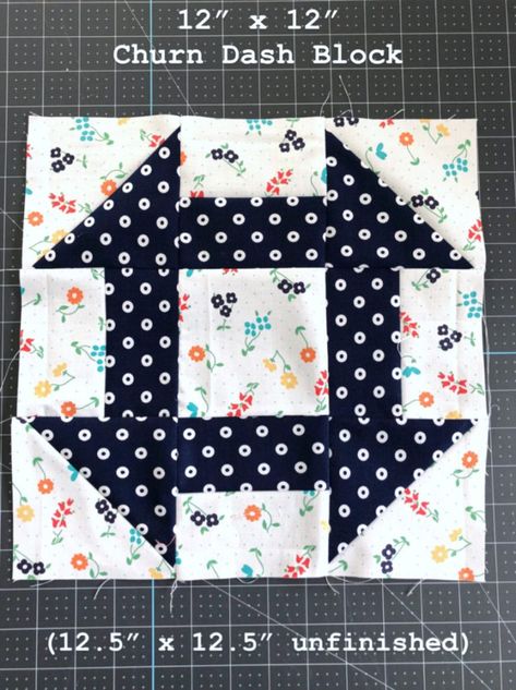 Churn Dash Quilt Block Tutorial - Diary of a Quilter - a quilt blog Churn Dash Block Free Pattern, Churndash Quilt Blocks, Churn Dash Quilt Pattern Free, Churn Dash Quilt Block, Bookcase Quilts, Riley Blake Quilt, Quick Quilts, Half Square Triangle Quilts Pattern, Quilt Pictures