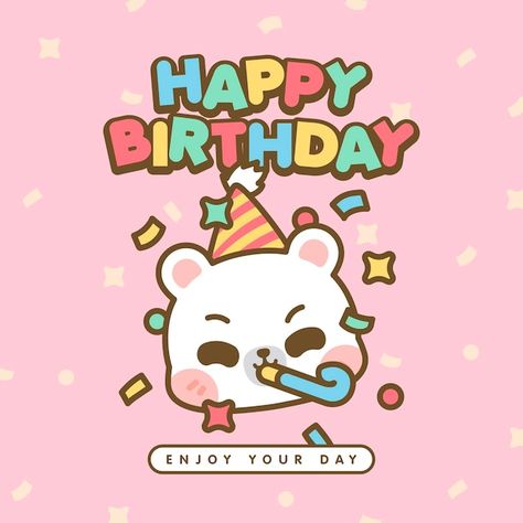 Happy birthday cute kawaii animals | Premium Vector #Freepik #vector #animal-birthday #cute-birthday #chibi #birthday