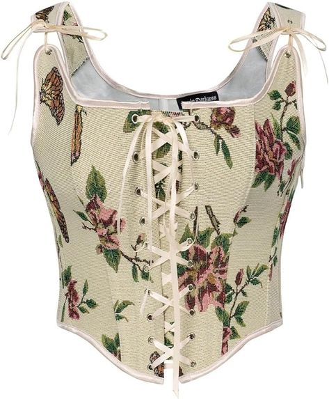 Amazon.com: Scarlet Darkness Women Renaissance Floral Bustier Corset Top Victorian Bodice Bodyshaper Beige Butterfly Size 8: Clothing, Shoes & Jewelry Victorian Bodice, Cher And Dionne, Vintage Bustier, Ruby Red Slippers, Classic Halloween Costumes, Floral Bustier, Floral Corset, Costume Store, Overbust Corset