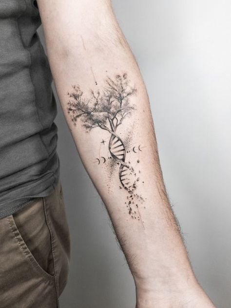 Tree Of Life Tattoos, Symbols Of Life, Anatomical Tattoos, Dna Tattoo, Universe Tattoo, Explore Tattoo, Family Tattoo, Tree Tattoo Designs, Geometric Tattoo Design