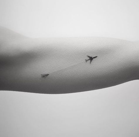 Flight Tattoo Airplane, Paperplanes Tattoo, Flight Tattoo, Discrete Tattoo, Aviation Tattoo, Airplane Tattoo, Plane Tattoo, Airplane Tattoos, Travel Tattoos