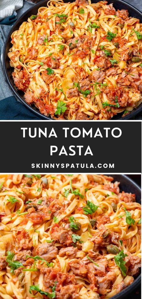 Tuna Tomato Pasta Pasta With Diced Tomatoes, Tuna Dinner Recipes, Tuna Pasta Bake Recipe, Recipes With Diced Tomatoes, Tuna Tomato, Tomatoes Dinner, Creamy Tuna Pasta, Tuna Pasta Bake, Tomato Pasta Recipe