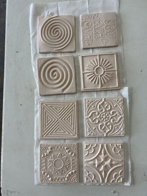 Making Tiles, Craftsman Tile, Ceramic Wall Art Tiles, Stove Backsplash, Ceramic Tile Art, Bathroom Decorations, Ceramic Molds, Handmade Ceramic Tiles, Tile Crafts