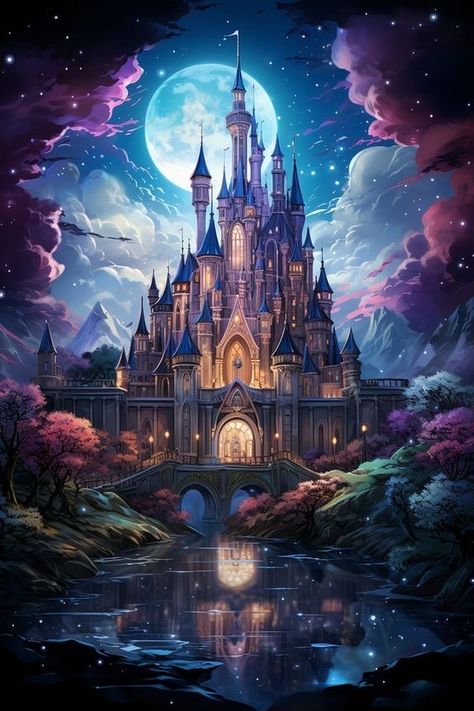 Paint By Number For Adults, Castle Drawing, Castle Background, Enchanted Castle, Castle Painting, Castle Aesthetic, Magic Castle, Dreamy Artwork, Wallpaper Disney