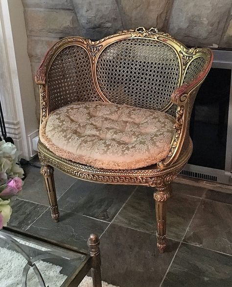 French Louis XVI style Cane Gilt Arm Chair Local by Caesarshouse Louis Xvi Furniture, Antique Dining Chairs, French Louis Xvi Style, Cushion Chair, Upholstered Swivel Chairs, Cane Furniture, Antique French Furniture, Cane Chair, French Chairs