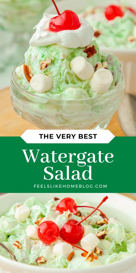 Pistachio Fruit Salad AKA Watergate Salad - Feels Like Home™ Dessert Salad Recipes, Pistachio Fluff, Easy Thanksgiving Dinner, Watergate Salad, Pistachio Salad, Holiday Dishes, Cranberry Salad, Pistachio Pudding, Jello Salad