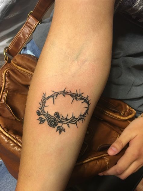 Crown of Thorns- right forearm #tattoos #christian #faith Blk Tattoo, African Tattoos For Women, Religious Tattoos For Women, Traditional Jesus Tattoo, Biblical Tattoos For Women Sleeve, Cool Christian Tattoos, Tattoos God, Tattoo God, Christian Tattoo Ideas