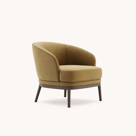 Ruth armchair by Domkapa | New 2022 Collection Eclectic Chairs, Velvet Armchair, Fabric Structure, Upholstered Arm Chair, Wooden Base, Occasional Chairs, 2024 Collection, Tub Chair, Open Space