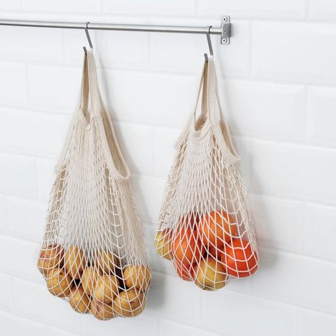 Kungsfors Storage Unit With Wall Grid | Best Ikea Kitchen Products For Small Spaces | POPSUGAR Home Photo 5 Mesh Bags, Kitchen Worktop, Net Bag, Kitchen Fittings, Ikea Kitchen, Smart Storage, Mesh Bag, Kitchen Hacks, Bag Set