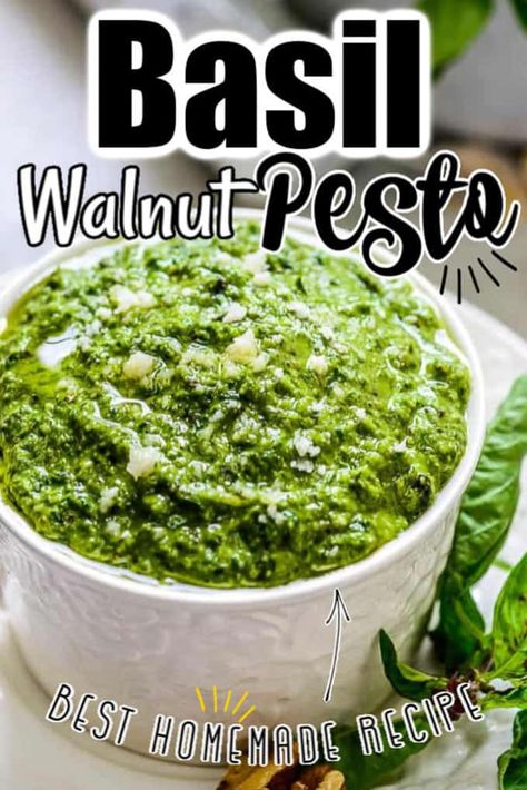 Pesto With Walnuts Recipes, Walnut Pesto Recipe, Basil Walnut Pesto, Fresh Basil Recipes, Homemade Pesto Recipe, Basil Pesto Recipes, Walnut Pesto, Basil Recipes, Walnut Recipes