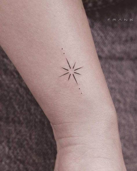 Minimalist North Star tattoo on the wrist. North Star Tattoo, North Star Tattoos, Star Tattoo Meaning, Small Star Tattoos, Tattoo Store, Star Tattoo Designs, Tattoo Prices, Star Tattoo, Small Hand Tattoos