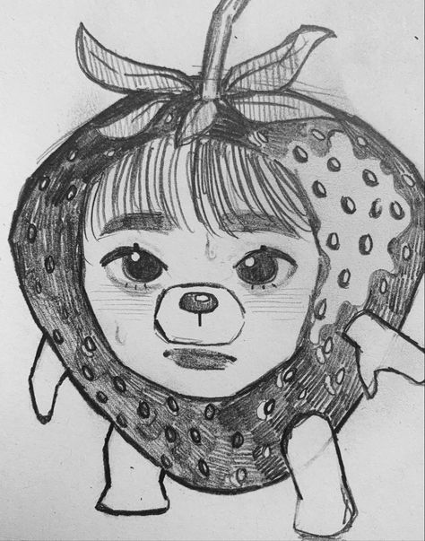 Chuu Strawberry, Strawberry Drawing, Drawing Ideas Creative, 100k Followers, Cute Sketches, Kpop Drawings, Pretty Drawings, Cute Doodles Drawings, Arte Sketchbook