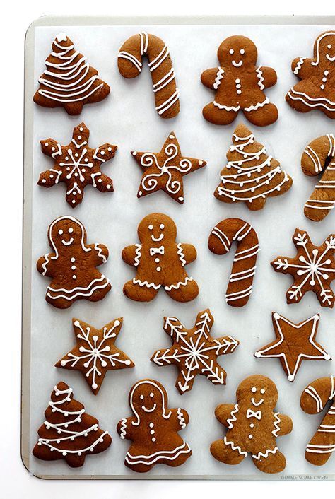 many different types of ginger cookies on a tray