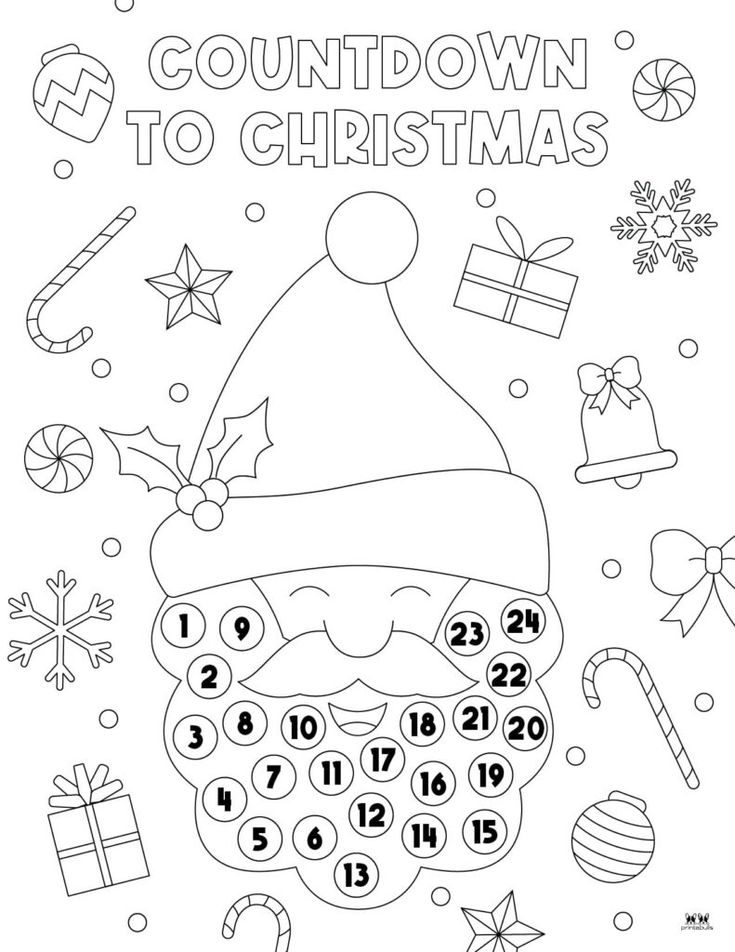 a christmas coloring page with numbers and santa's hat