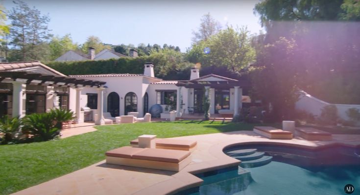 a house with a pool in the yard