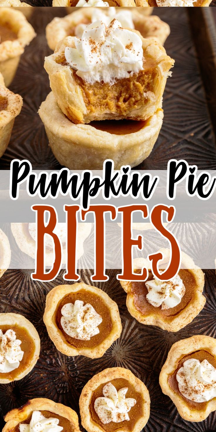 pumpkin pie bites with whipped cream on top