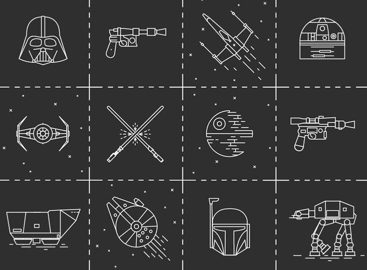 the star wars symbols are drawn on black paper