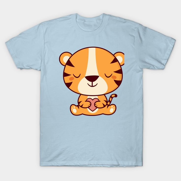 a t - shirt with a cartoon tiger on it's chest and eyes closed