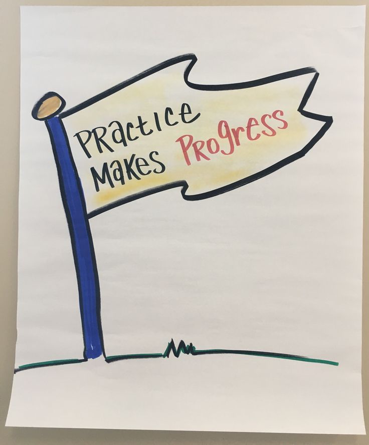 a drawing of a sign that says practice makes progress