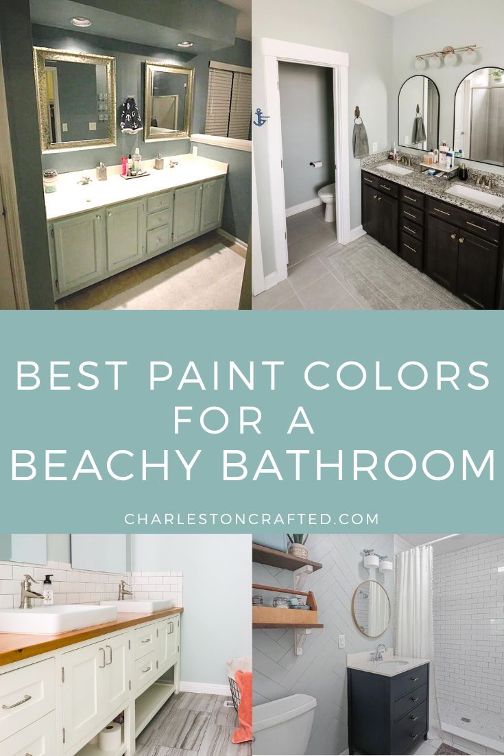 the best paint colors for a beachy bathroom with white cabinets and gray walls,