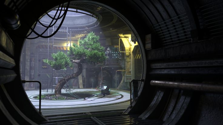 an image of a sci - fi environment with trees and plants in the middle of it