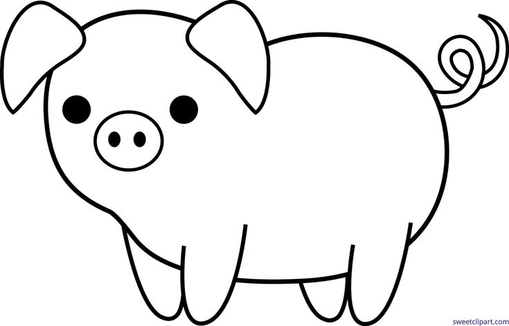 a black and white drawing of a pig