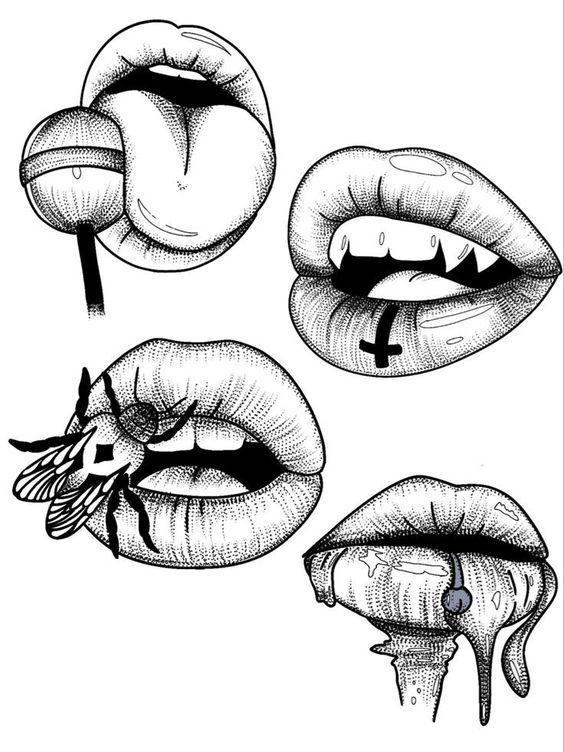 three lips with different shapes and sizes