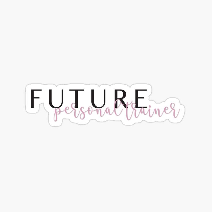 the words'future personal planner'in black and pink sticker on a white background