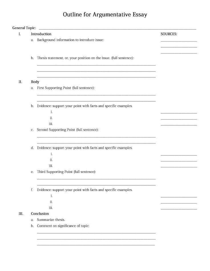 the outline for an argument paper that is intended to be written in english or spanish