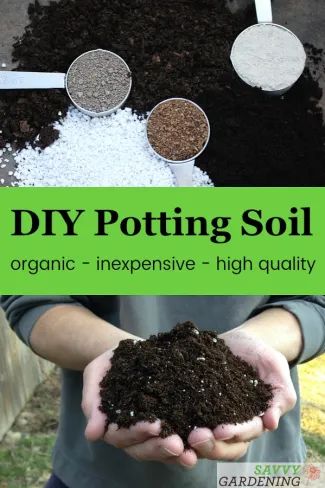 someone holding soil in their hands with the words diy potting soil