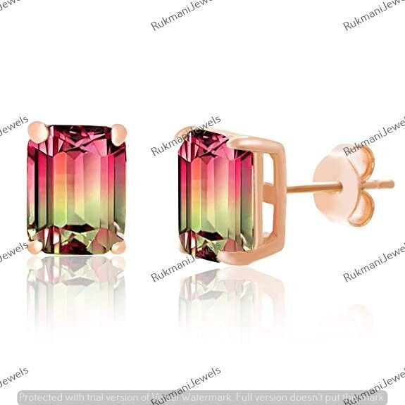 watermelon tourmaline earrings, 925 sterling silver earrings, tourmaline stud earrings, tourmaline doublet quartz earrings, Bi color stone ----------------------------------------------------------------------------------------------------------------------- ITEM DESCRIPTION : ITEM : EARRING STUD METAL : 925 STERLING SILVER PLATING : ROSE GOLD / GOLD / SILVER / WHITE / YELLOW GEMSTONE : WATERMELON TOURMALINE  CREATION : LAB CREATED SIZE :  10*6 MM SHAPE : RECTANGLE  COLOR : LIGHT PINK & LIGHT GR Emerald Cut Stud Earrings, Tourmaline Earrings, Jewellery Marketing, Yellow Gemstones, Silver Jewelry Earrings, Earring For Women, Cz Stud Earrings, Watermelon Tourmaline, Crystal Stud Earrings