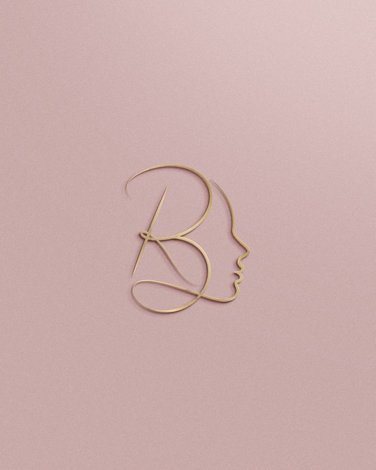 a woman's face is shown with the letter b in gold on a pink background