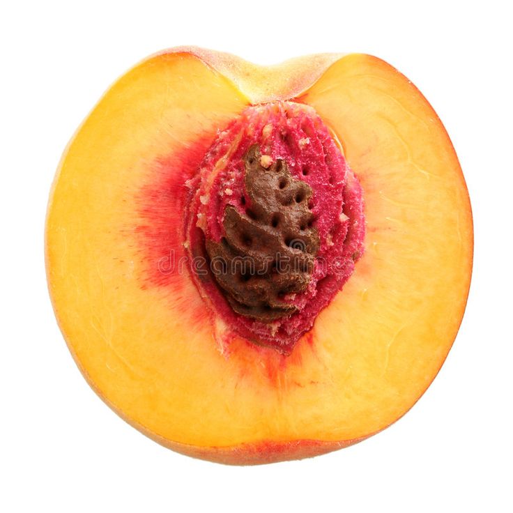 the inside of a peach on a white background