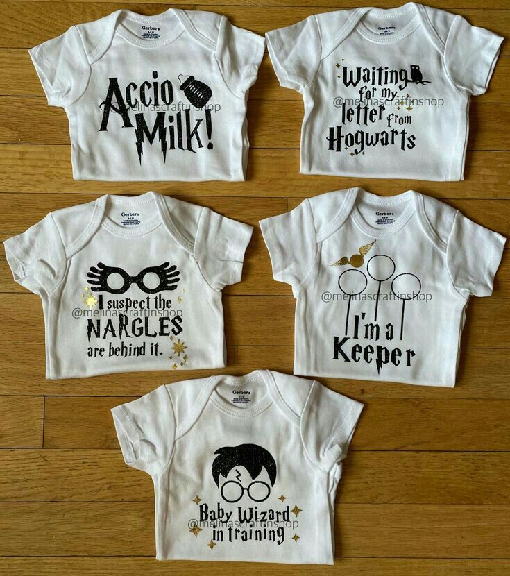 three baby onesuits with harry potter and i'm a keeper on them