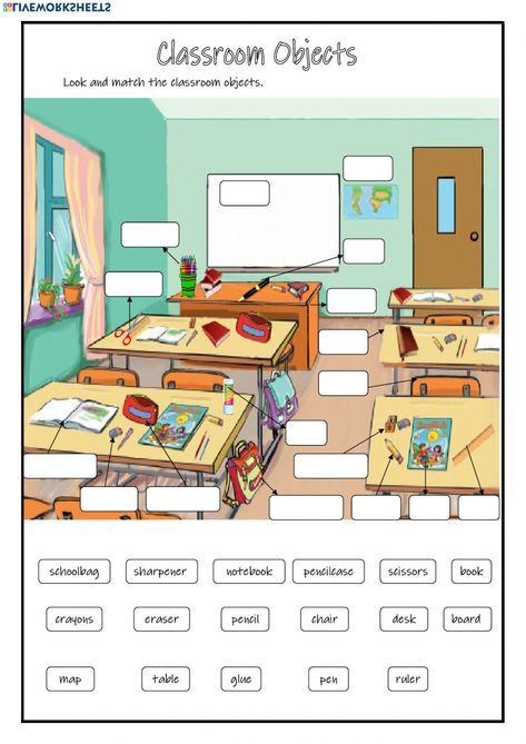 the classroom objects worksheet is filled with pictures and information to help students understand what they are doing