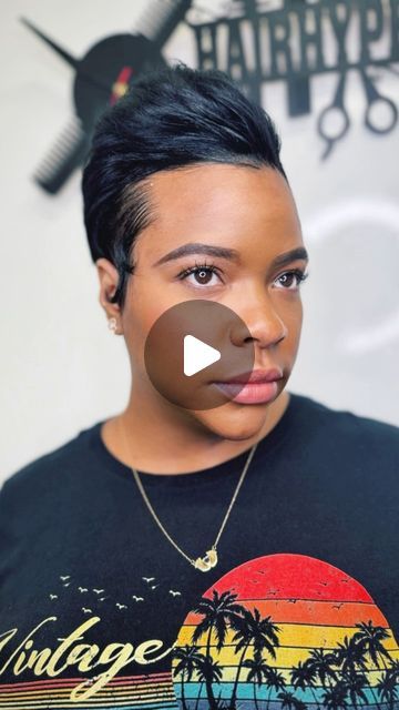 Black Woman Simple Hairstyles, Cute Short Pixie Haircut Black Women, Shaved One Side Hairstyles Short, Women Short Bob Hairstyles, Short Hair Top Bun, Layered Pixie Haircuts With Bangs, Short 27 Piece Hairstyles Pixie Cuts, Pixie Cut Shaved Sides Black Women, Short Wrap Hairstyles For Black Women