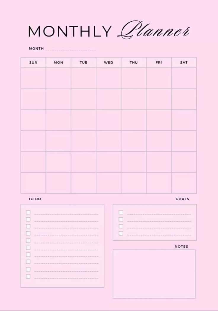 | Monthly planner | Pink | colledgeplanner #wellnessplanner #digitalplannerfreebies #cutedigitalplanner. Pink Journal Template, Pink Monthly Planner, Pink Daily Planner, Girly Planner, Vision Wall, Digital Planner Ideas, Planner Content, Simple Daily Planner, Note Templates