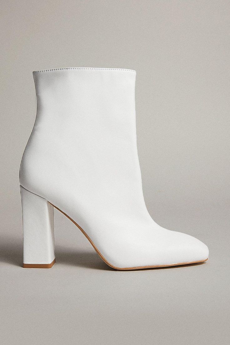 Leather Heeled Ankle Boot High Boots White, Ankle High Boots, High Ankle Boots, Boots White, Pierced Jewelry, Footwear Collection, Dress Purchase, Karen Millen, Heeled Ankle Boots