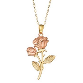 14k Rose Gold Jewelry With Flower Charm, Rose Gold 14k Birth Flower Jewelry, Rose Pendant Jewelry With Flower Charm, 14k Gold Flower Pendant Jewelry For Mother's Day, Rose Jewelry With Flower Charm And Pendant, Mother's Day 14k Gold Flower Pendant Jewelry, Rose Flower Charm Pendant Jewelry, Valentine's Day Flower Pendant Jewelry With Rose Design, Valentine's Day Rose Design Flower Pendant Jewelry