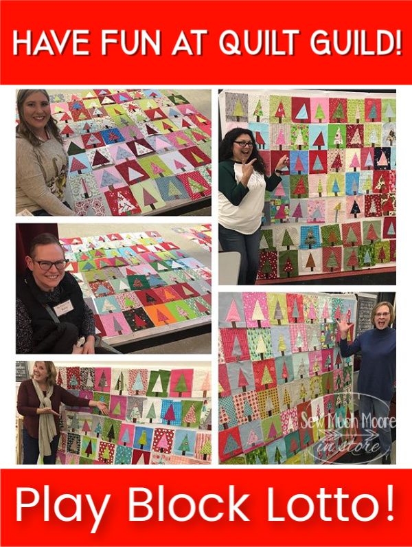 a collage of photos showing people working on quilts with the words, have fun at quilt guide play block lotto