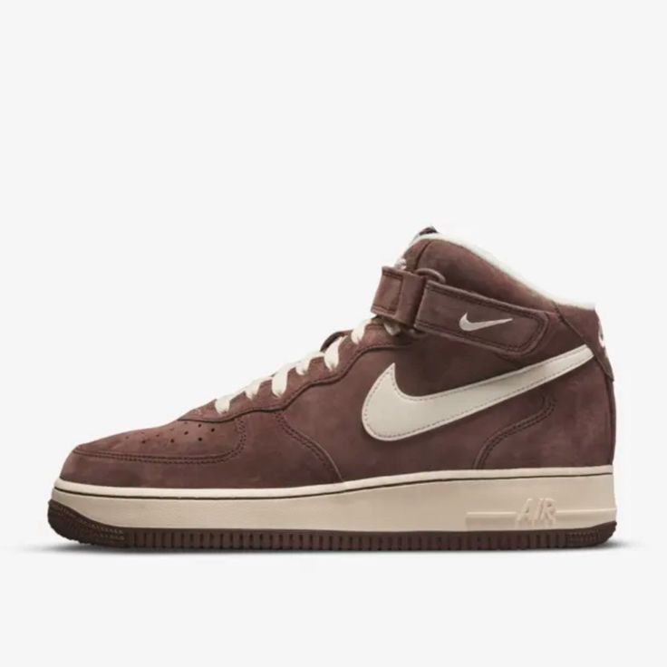 New Without Tags - Awesome For Winter Nike Air Force 1 Mid-top Leather With White Sole, Nike Air Force 1 Mid-top Leather With Boost Midsole, Nike Brown Suede Sneakers, Brown Suede High-top Sneakers With Boost Midsole, Nike Brown High-top Sneakers With Cushioned Footbed, Nike Custom Brown Suede Sneakers, Nike Suede Custom Sneakers With Cushioned Footbed, Nike Air Force 1 High-top Leather With Gum Sole, Nike Cream Leather High-top Sneakers