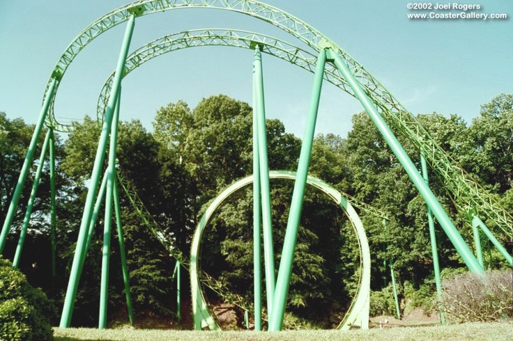 a roller coaster in the middle of a park